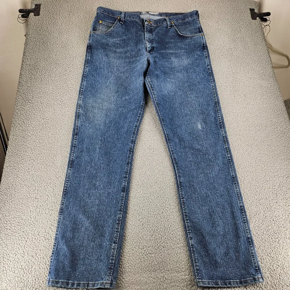 SoldWrangler Jeans Mens38x36Blue Denim Performance ComfortCowboy Cut Regular Fit